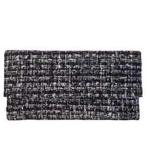 8451 Weaved Fabric Flat Clutch Purse Evening Bag with Zipper Closure, Twill